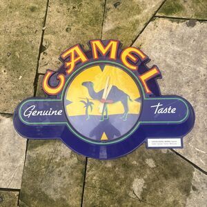 Vintage 90s Camel Cigarette Purple Hanging Wall Clock Sign Advertisement Works